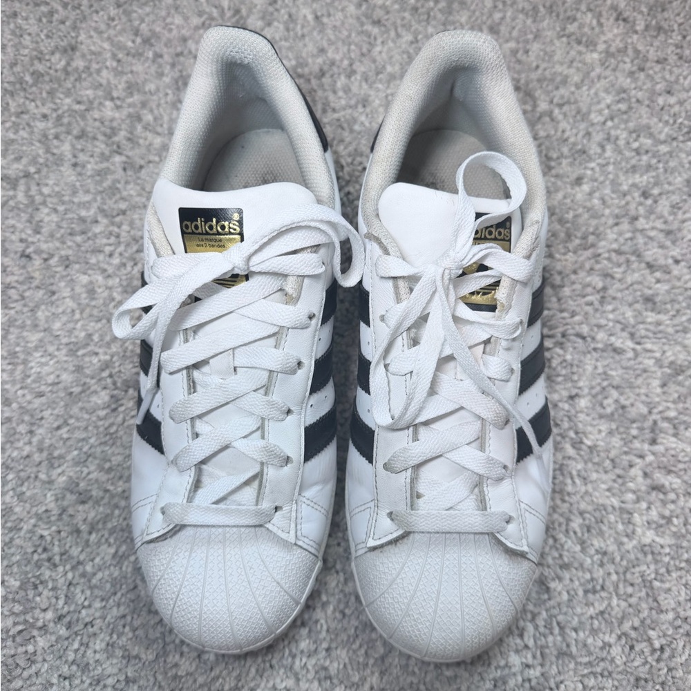 adidas superstar white sneakers women’s size 8 - Picture 3 of 7